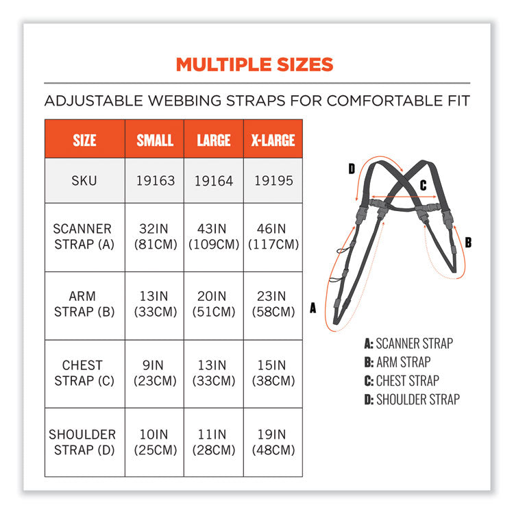 Squids 3132 Barcode Scanner Lanyard Harness, Small: 13" Arm Strap, 32" Long Lanyard Strap, Black
