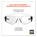 Skullerz Saga Frameless Safety Glasses, Black Nylon Impact Frame, Anti-Fog Clear Polycarbonate Lens
