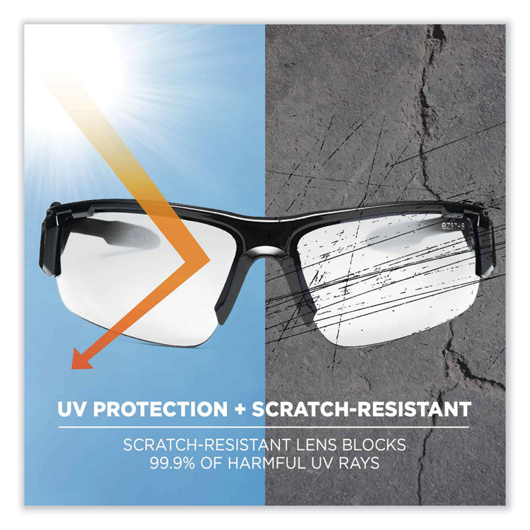 Skullerz Dagr Safety Glasses, Black Nylon Impact Frame, Anti-Fog Clear Polycarbonate Lens