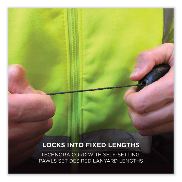 Squids 3000 Retractable Tool Lanyard with Carabiner Anchor, 1 lb Working Capacity, 48" Long, Black