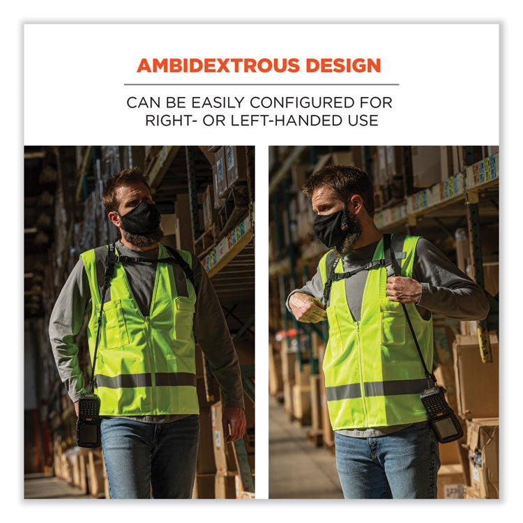 Squids 3132 Barcode Scanner Lanyard Harness, Large: 20" Arm Strap, 43" Lanyard Strap, Hi-Vis Lime