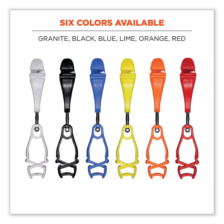 Squids 3420 Dual Clip Swivel Glove Clip Holder, 1 x 0.6 x 5.5, Acetal Copolymer, Granite, 100/Pack