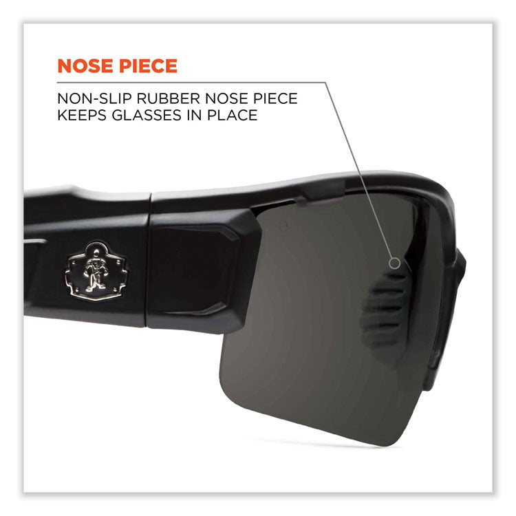 Skullerz Dagr Safety Glasses, Black Nylon Impact Frame, Anti-Fog Smoke Polycarbonate Lens