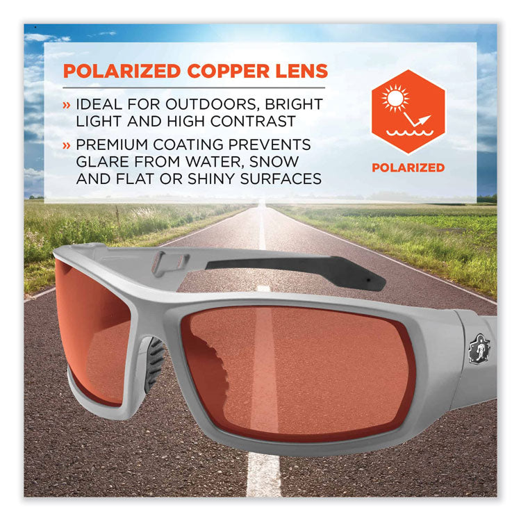 Skullerz Odin Safety Glasses, Matte Gray Nylon Impact Frame, Polarized Polycarbonate Lens