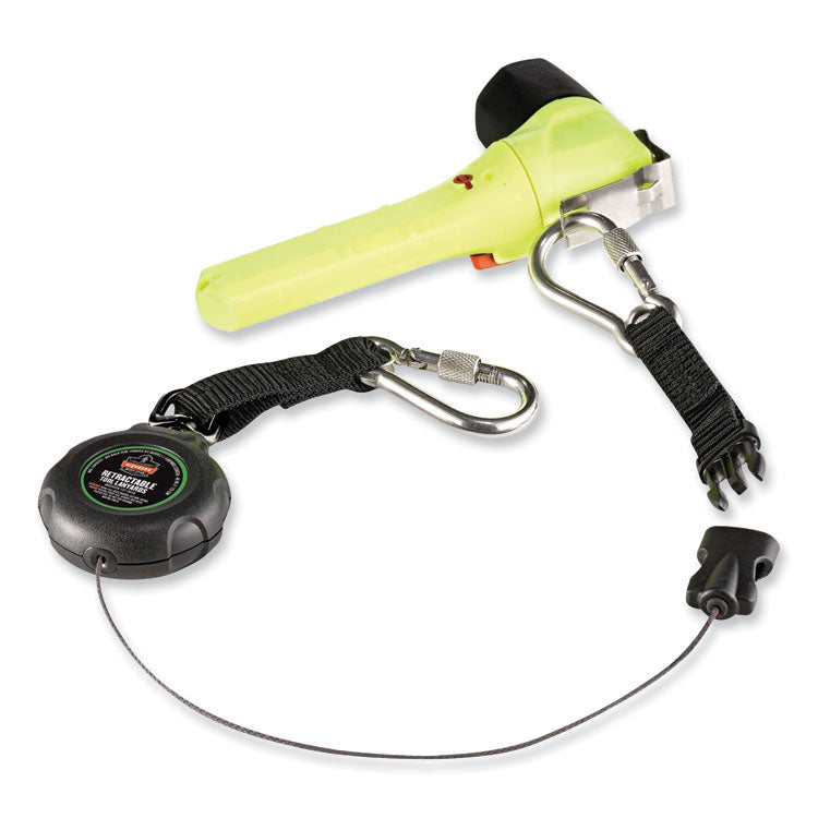 Squids 3000 Retractable Tool Lanyard with Carabiner Anchor, 1 lb Working Capacity, 48" Long, Black