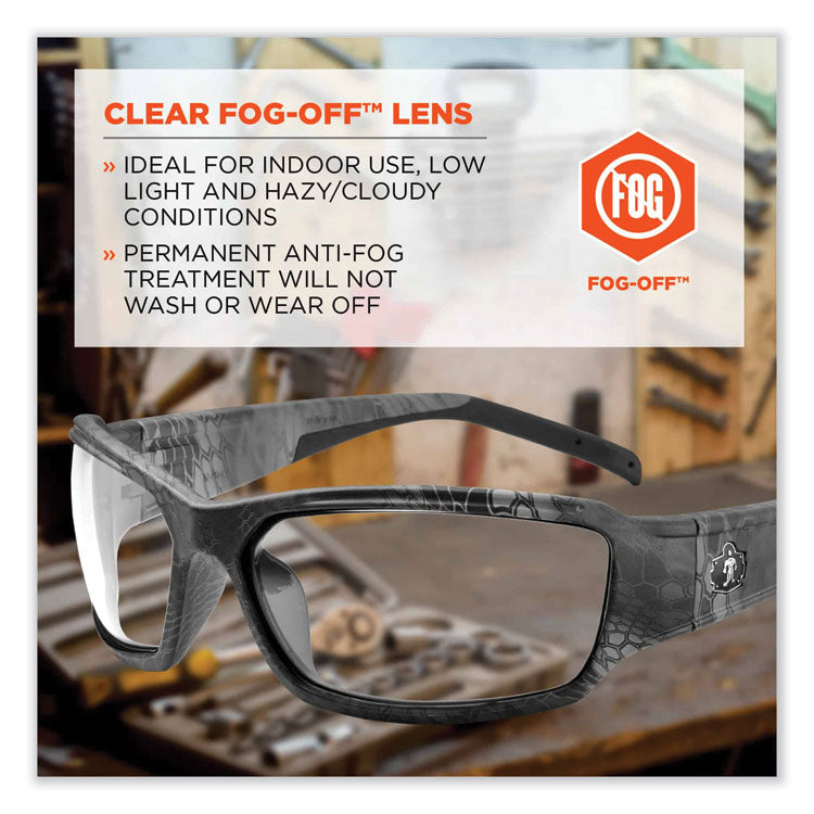 Skullerz Thor Safety Glasses, Kryptek Tyhpon Nylon Impact Frame, AntiFog Clear Polycarbonate Lens