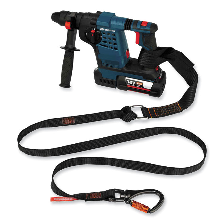 Squids 3129 Tool Lanyard with Double-Locking Swivel Carabiner + Loop, 40 lb Max Working Capacity, 76" Long, Black