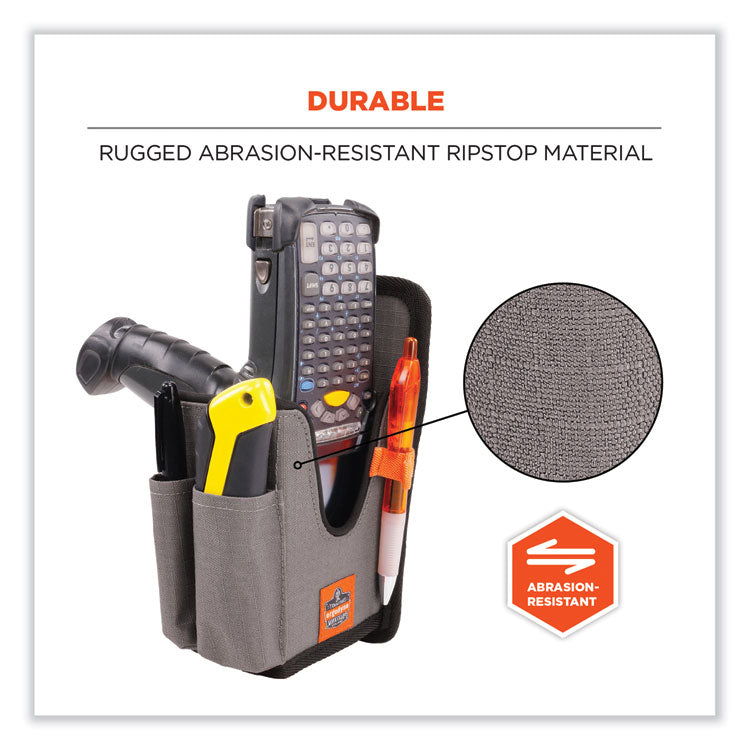 Squids 5541 Handheld Barcode Scanner Holster with Belt Clip, Large, 2 Compartments, 2.75 x 3.5 x 8, Polyester,Gray