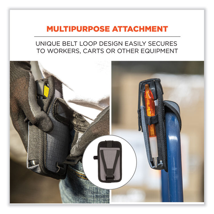 Squids 5542 Phone Style Scanner Holster with Belt Loop, Large, 1 Compartment, 3.75 x 1.25 x 6.5, Polyester, Gray