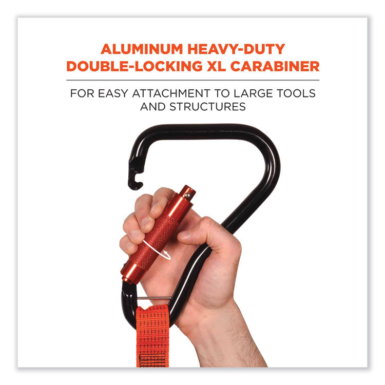Squids 3148 Tool Lanyard with XL Carabiner + Threaded Loop, 80 lb Max Working Capacity, 76" Long, Orange/Black