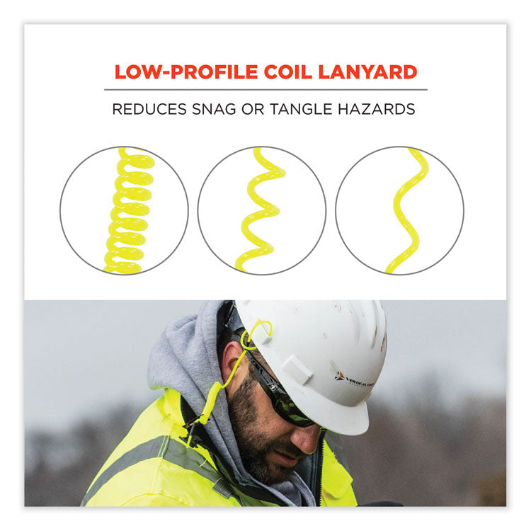 Squids 3157 Coiled Lanyard with Buckle, 2 lb Max Working Capacity, 12" to 48" Long, Lime