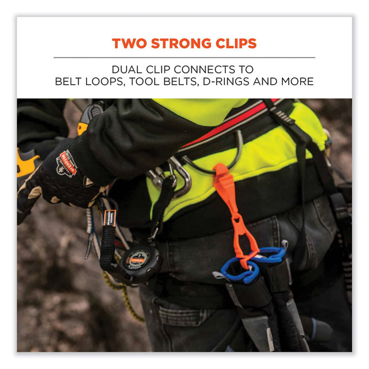 Squids 3400 Dual Clip Glove Clip Holder, 1 x 1 x 6.5, Acetal Copolymer, Granite, 100/Pack