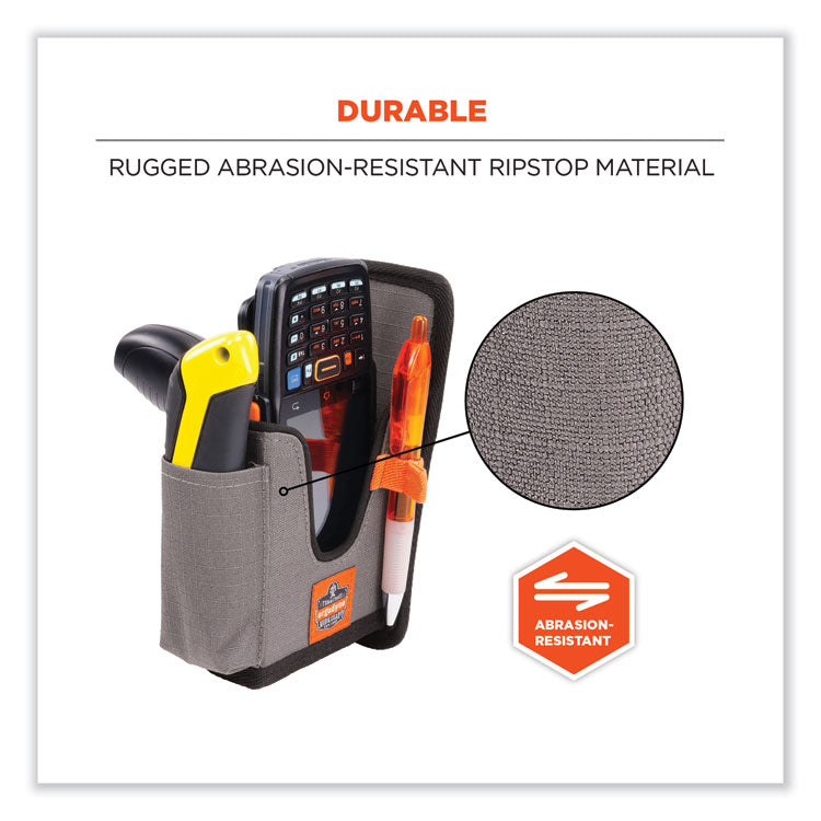 Squids 5541 Handheld Barcode Scanner Holster with Belt Clip, 2 Compartments, 2.75 x 3.5 x 7.3, Polyester,Gray