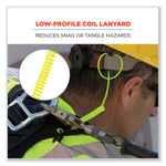 Squids 3158 Coiled Lanyard with Clamp, 2 lb Max Working Capacity, 12" to 48" Long, Lime