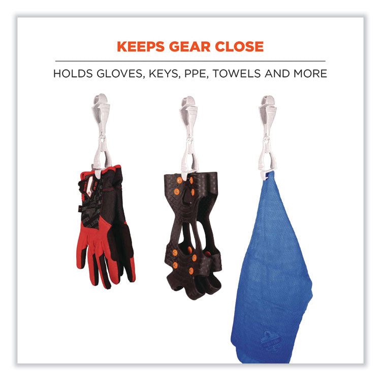 Squids 3400 Dual Clip Glove Clip Holder, 1 x 1 x 6.5, Acetal Copolymer, Granite, 100/Pack
