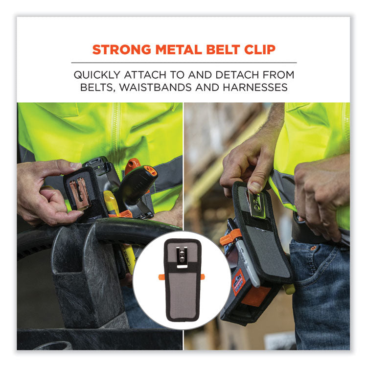 Squids 5541 Handheld Barcode Scanner Holster with Belt Clip, Large, 2 Compartments, 2.75 x 3.5 x 8, Polyester,Gray