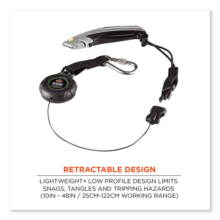 Squids 3001 Retractable Tool Lanyard with Choking-Loop Tool Tether + Carabiner Anchor, 2 lb Max Working Capacity, 48" Long