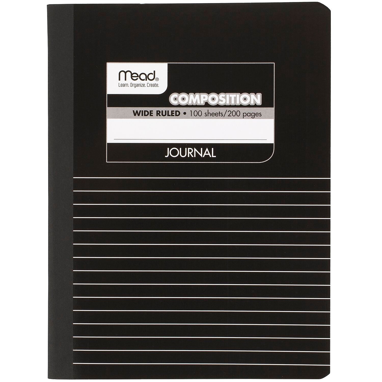 Mead Square Deal 1-Subject Composition Notebooks, 7.5" x 9.75", Wide Ruled, 100 Sheets, Black (09920)
