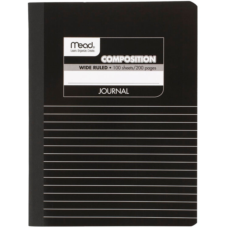 Mead Square Deal 1-Subject Composition Notebooks, 7.5" x 9.75", Wide Ruled, 100 Sheets, Black (09920)