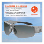 Skullerz Dagr Safety Glasses, Matte Gray Nylon Impact Frame, Polarized Smoke Polycarbonate Lens