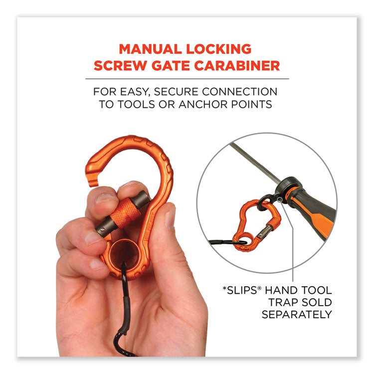 Squids 3156 Coiled Tool Lanyard with Carabiner, 2 lb Max Work Capacity, 12" to 48", Black/Orange