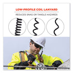 Squids 3156 Coiled Tool Lanyard with Carabiner, 2 lb Max Work Capacity, 12" to 48", Black/Orange