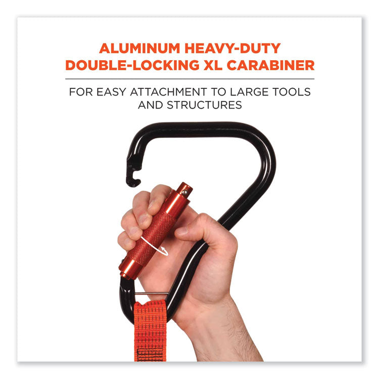 Squids 3149 Tool Lanyard with XL + Swivel Carabiners, 80 lb Max Work Capacity, 76" Long, Orange/Black