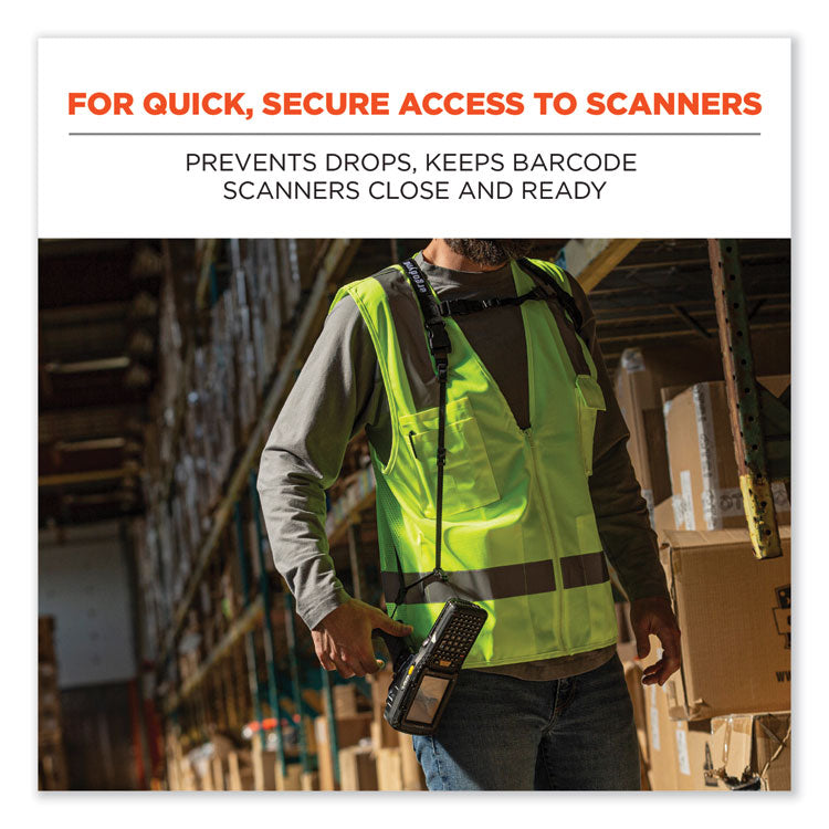 Squids 3132 Barcode Scanner Lanyard Harness, Large: 20" Arm Strap, 43" Lanyard Strap, Hi-Vis Lime