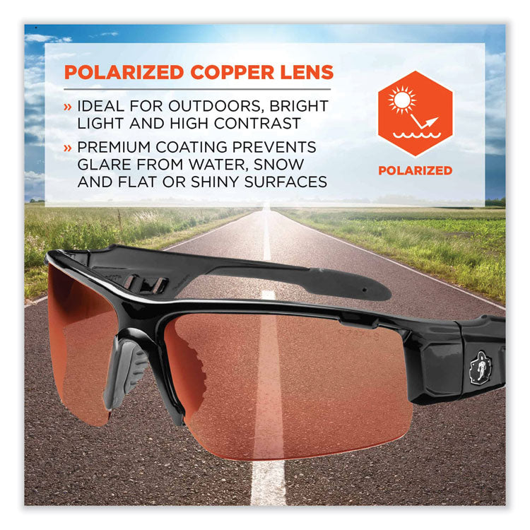 Skullerz Dagr Safety Glasses, Black Nylon Impact Frame, Polarized Copper Polycarbonate Lens