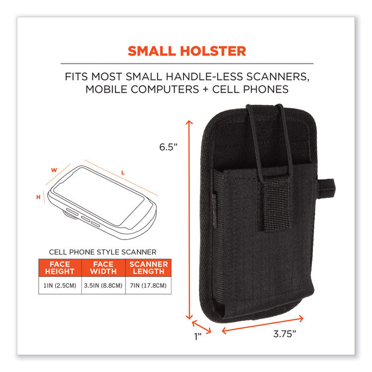 Squids 5544 Phone Style Scanner Holster with Belt Clip and Loops, 1 Compartment, 3.75 x 1 x 6.5, Polyester,Black
