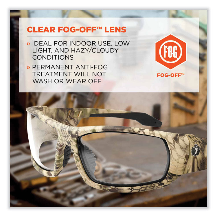 Skullerz Odin Safety Glasses, Kryptek Highlander Nylon Impact Frame, Anti-Fog Clear Lens
