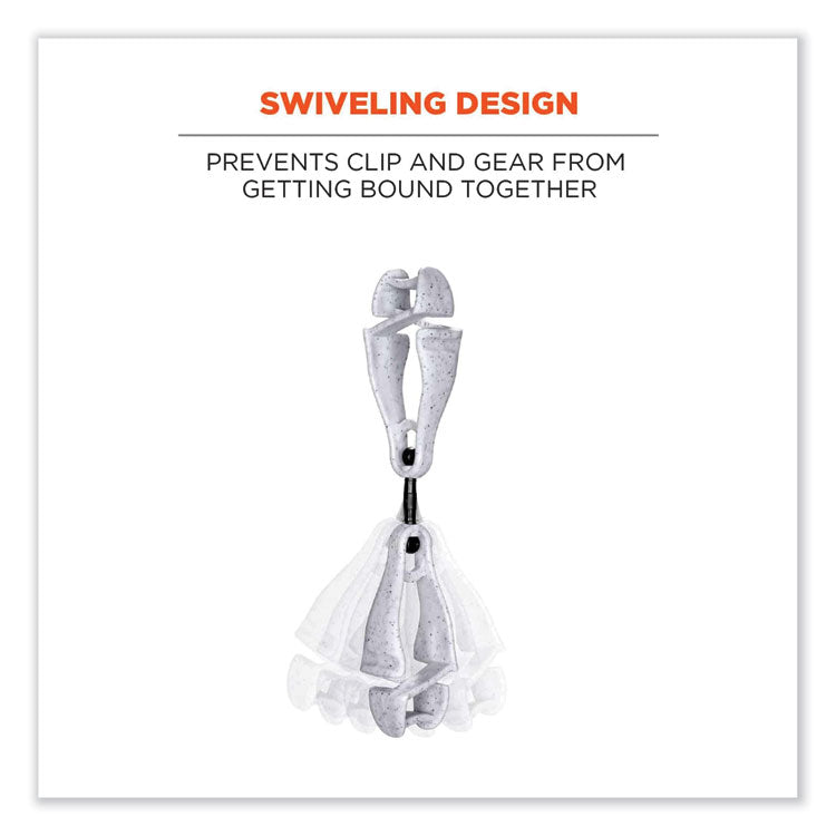 Squids 3420 Dual Clip Swivel Glove Clip Holder, 1 x 0.6 x 5.5, Acetal Copolymer, Granite, 100/Pack