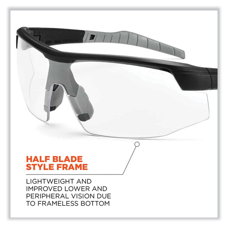Skullerz Skoll Safety Glasses, Matte Black Nylon Impact Frame, Anti-Fog Clear Polycarbonate Lens