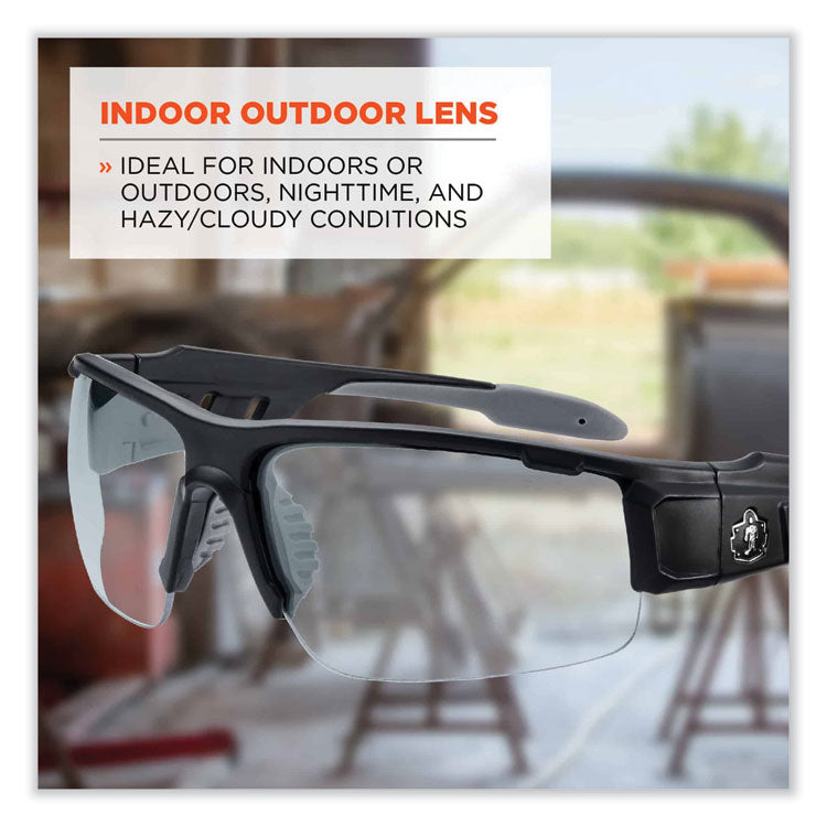 Skullerz Dagr Safety Glasses, Matte Black Nylon Impact Frame, Indoor/Outdoor Polycarbonate Lens