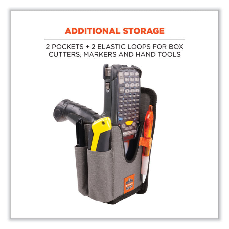 Squids 5541 Handheld Barcode Scanner Holster with Belt Clip, Large, 2 Compartments, 2.75 x 3.5 x 8, Polyester,Gray