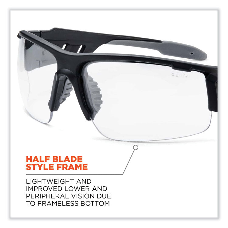 Skullerz Dagr Safety Glasses, Matte Black Nylon Impact Frame, Anti-Fog Clear Polycarbonate Lens