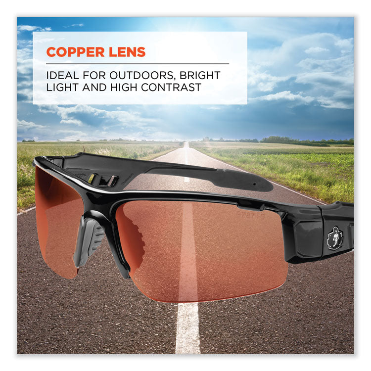 Skullerz Dagr Safety Glasses, Black Nylon Impact Frame, Copper Polycarbonate Lens