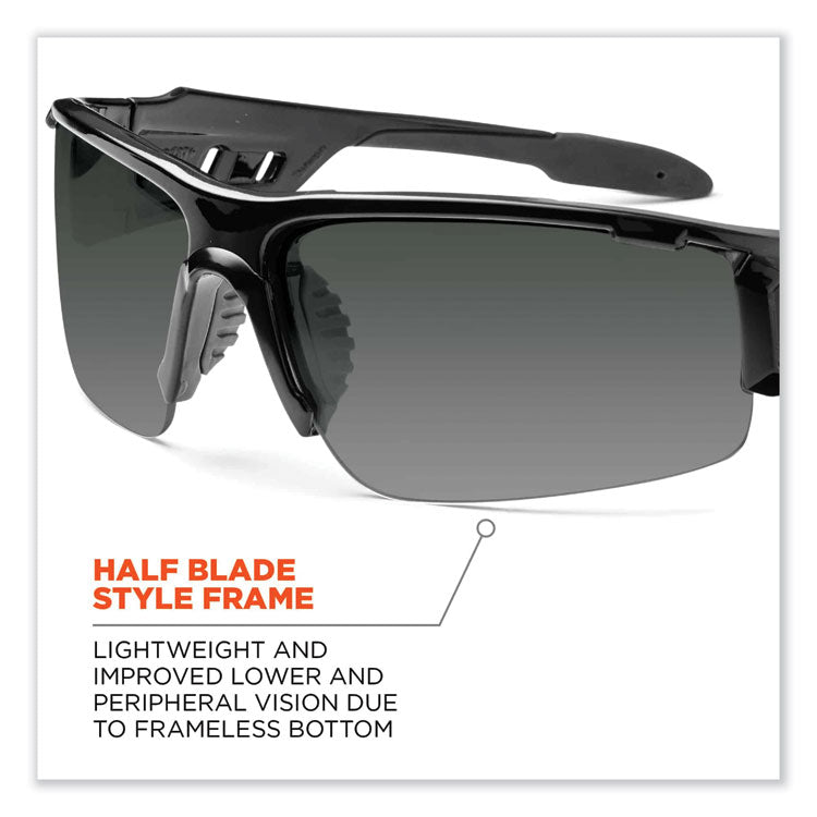 Skullerz Dagr Safety Glasses, Black Nylon Impact Frame, Anti-Fog Smoke Polycarbonate Lens