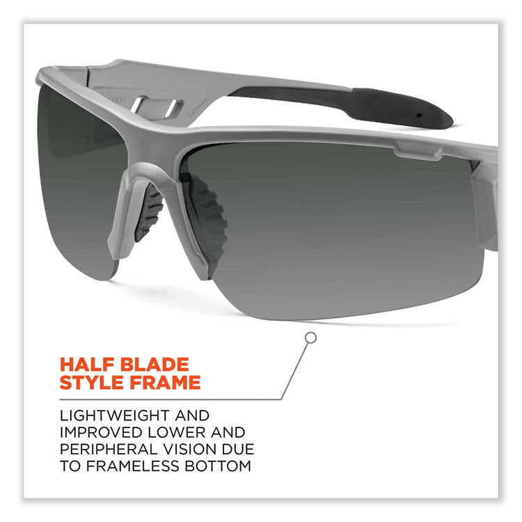 Skullerz Dagr Safety Glasses, Matte Gray Nylon Impact Frame, Polarized Smoke Polycarbonate Lens