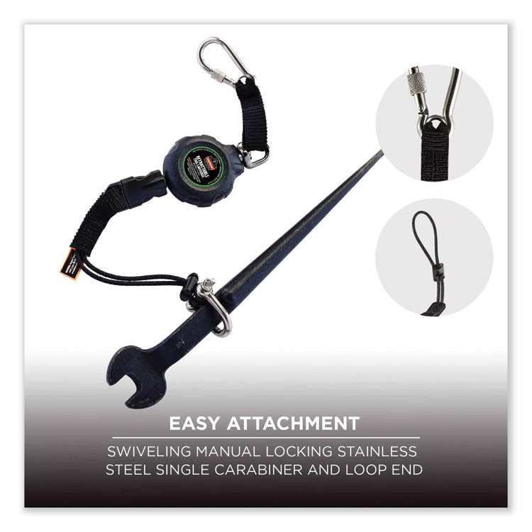 Squids 3001 Retractable Tool Lanyard with Choking-Loop Tool Tether + Carabiner Anchor, 2 lb Max Working Capacity, 48" Long
