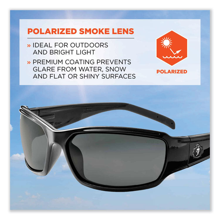 Skullerz Thor Safety Glasses, Black Nylon Impact Frame, Polarized Smoke Polycarbonate Lens