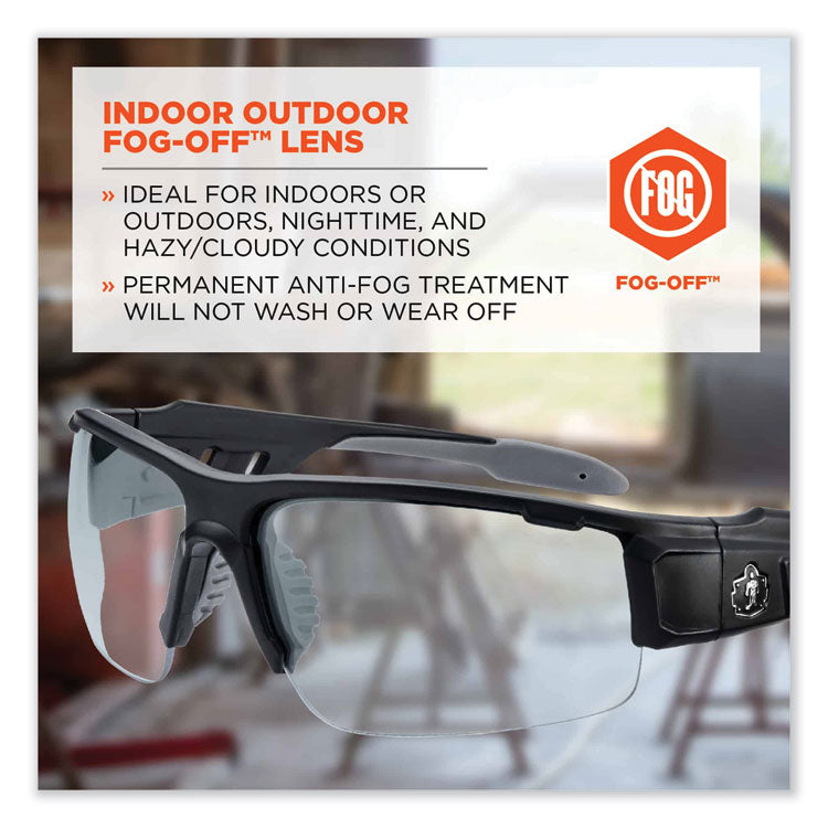 Skullerz Dagr Safety Glasses, Black Nylon Impact Frame, AntiFog Indoor/Outdoor Polycarbonate Lens