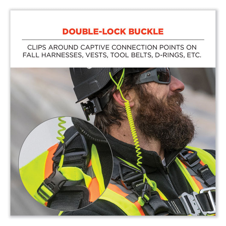 Squids 3157 Coiled Lanyard with Buckle, 2 lb Max Working Capacity, 12" to 48" Long, Black