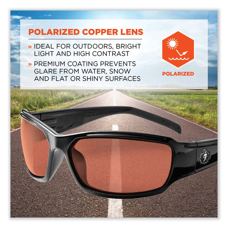 Skullerz Thor Safety Glasses, Black Nylon Impact Frame, Polarized Copper Polycarbonate Lens