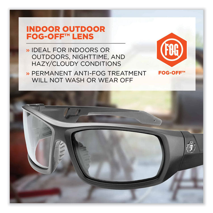 Skullerz Odin Safety Glasses, Black Nylon Impact Frame, AntiFog Indoor/Outdoor Polycarbonate Lens