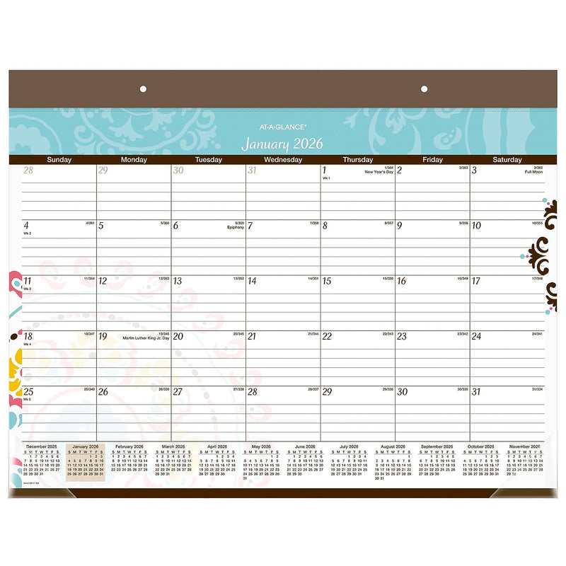 2026 AT-A-GLANCE Suzani 21.75" x 17" Monthly Desk Pad Calendar (SK17-704-26)