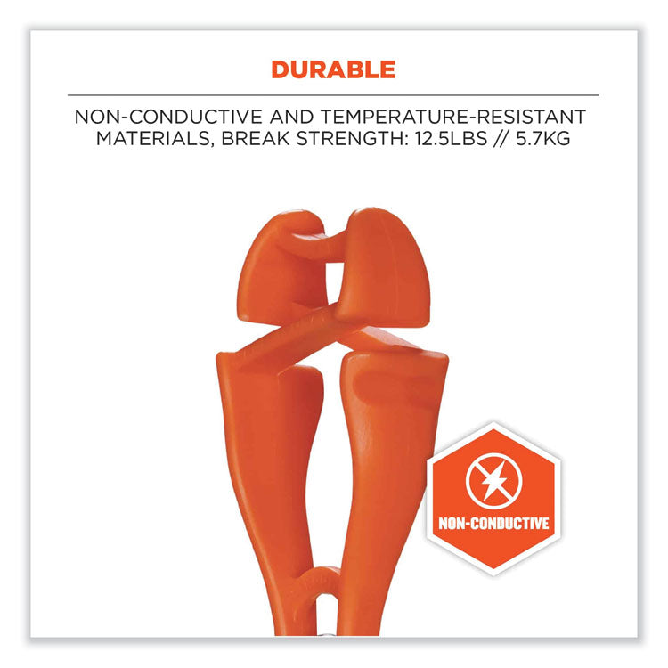 Squids 3420 Dual Clip Swivel Glove Clip Holder, 1 x 0.6 x 5.5, Acetal Copolymer, Orange, 100/Pack