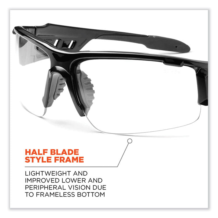 Skullerz Dagr Safety Glasses, Matte Black Nylon Impact Frame, Clear Polycarbonate Lens