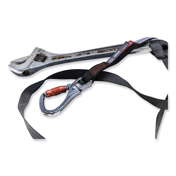 Squids 3129 Tool Lanyard with Double-Locking Swivel Carabiner + Loop, 40 lb Max Working Capacity, 76" Long, Black
