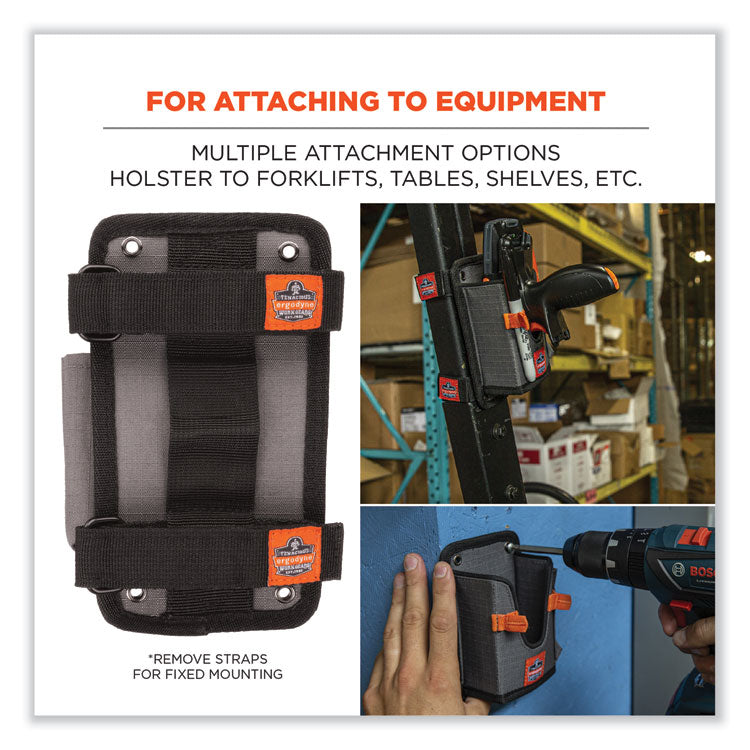 Squids 5543 Handheld Barcode Scanner Mount Holder with Fastener Straps, 2 Compartments, 3.5 x 2.5 x 7.3, Gray